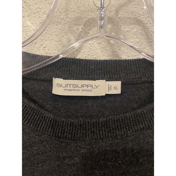 Suitsupply Sweater Mens XL Gray Merino Wool Crewneck Pullover Lightweight Knit - Picture 2 of 5